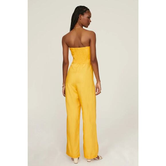 Derek Lam Yellow Strapless Sleeveless Smocked Back Jumpsuit with Front Bow – 8 - Picture 3 of 9